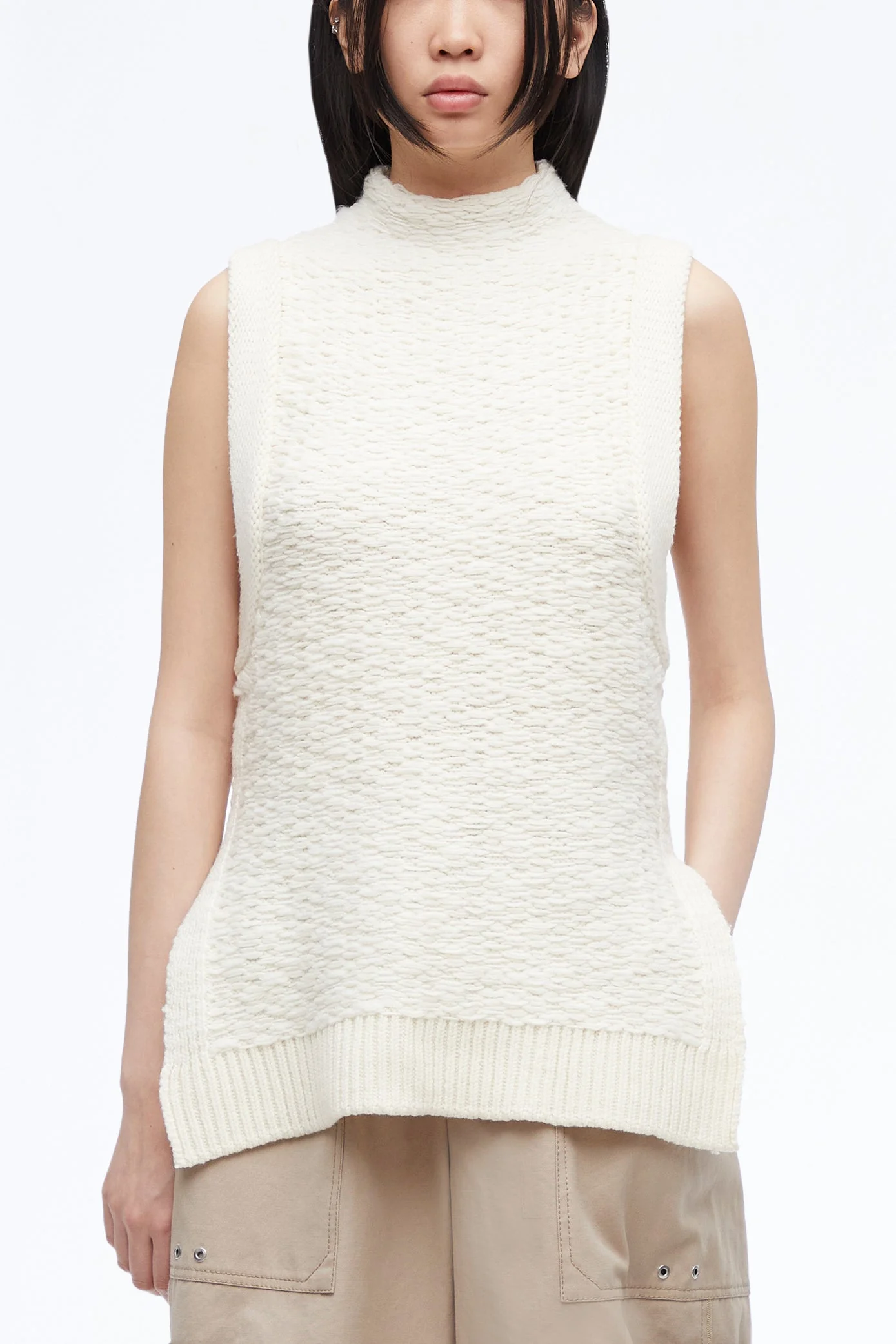 Sleeveless Wool Jacquard Top - Image 3