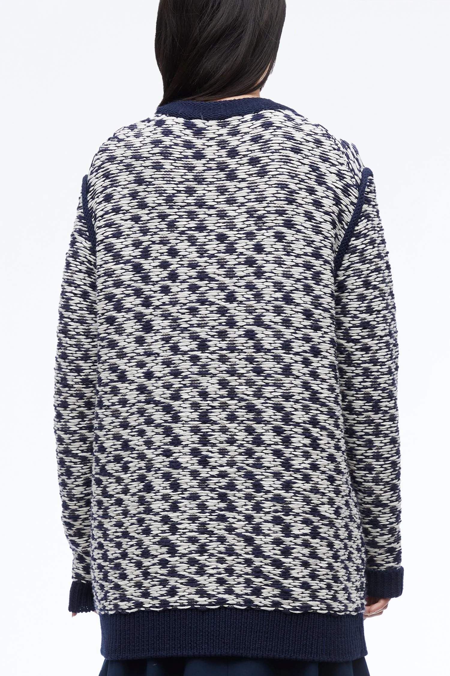Wool Float Jacquard Vneck Oversized Cardigan - Image 6