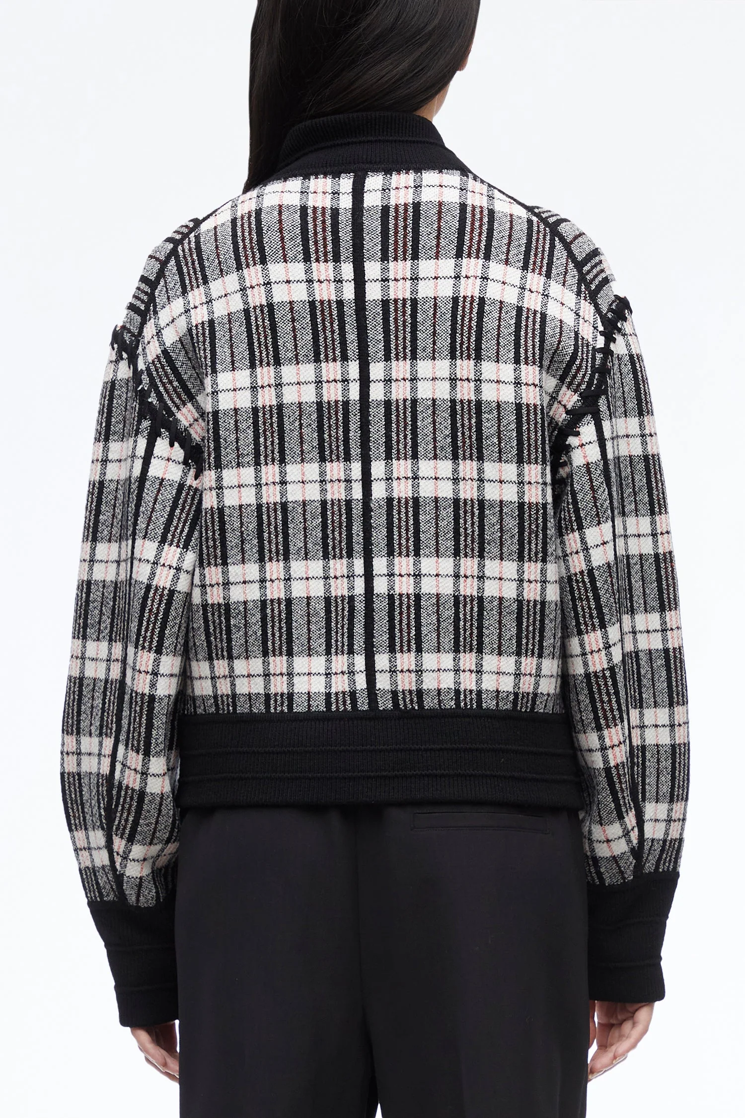 Wool Plaid Jacquard Bomber Jacket - Image 5