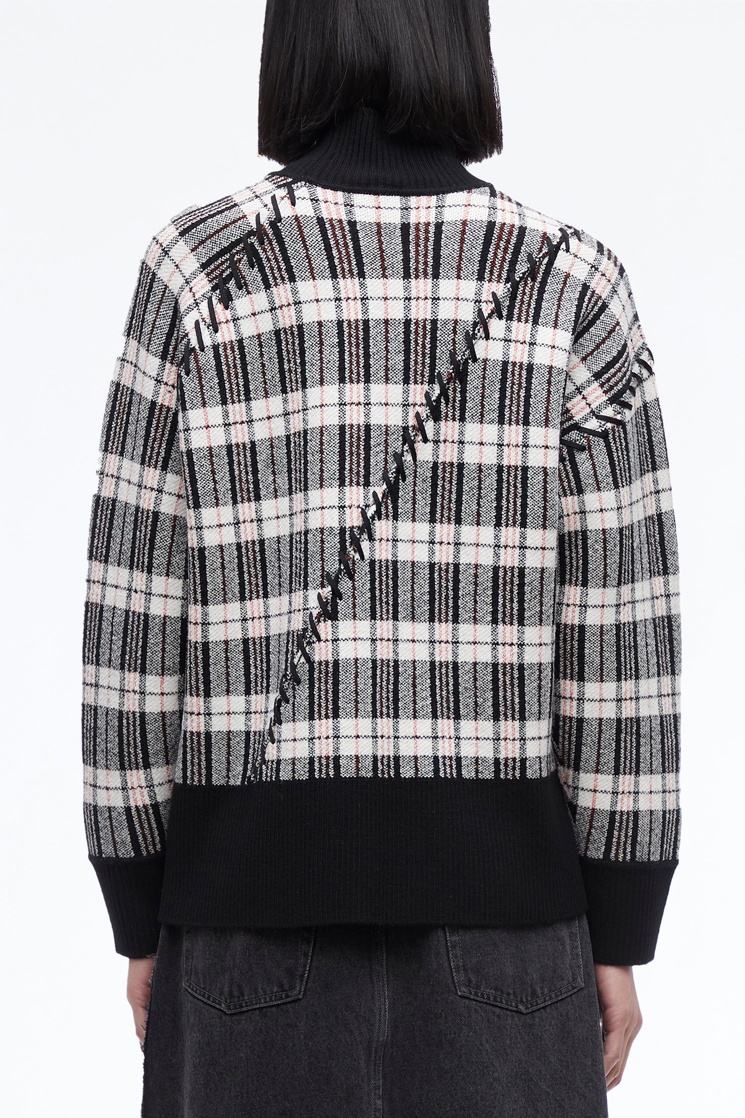 Wool Plaid Jacquard Oversized Sweater - Image 4