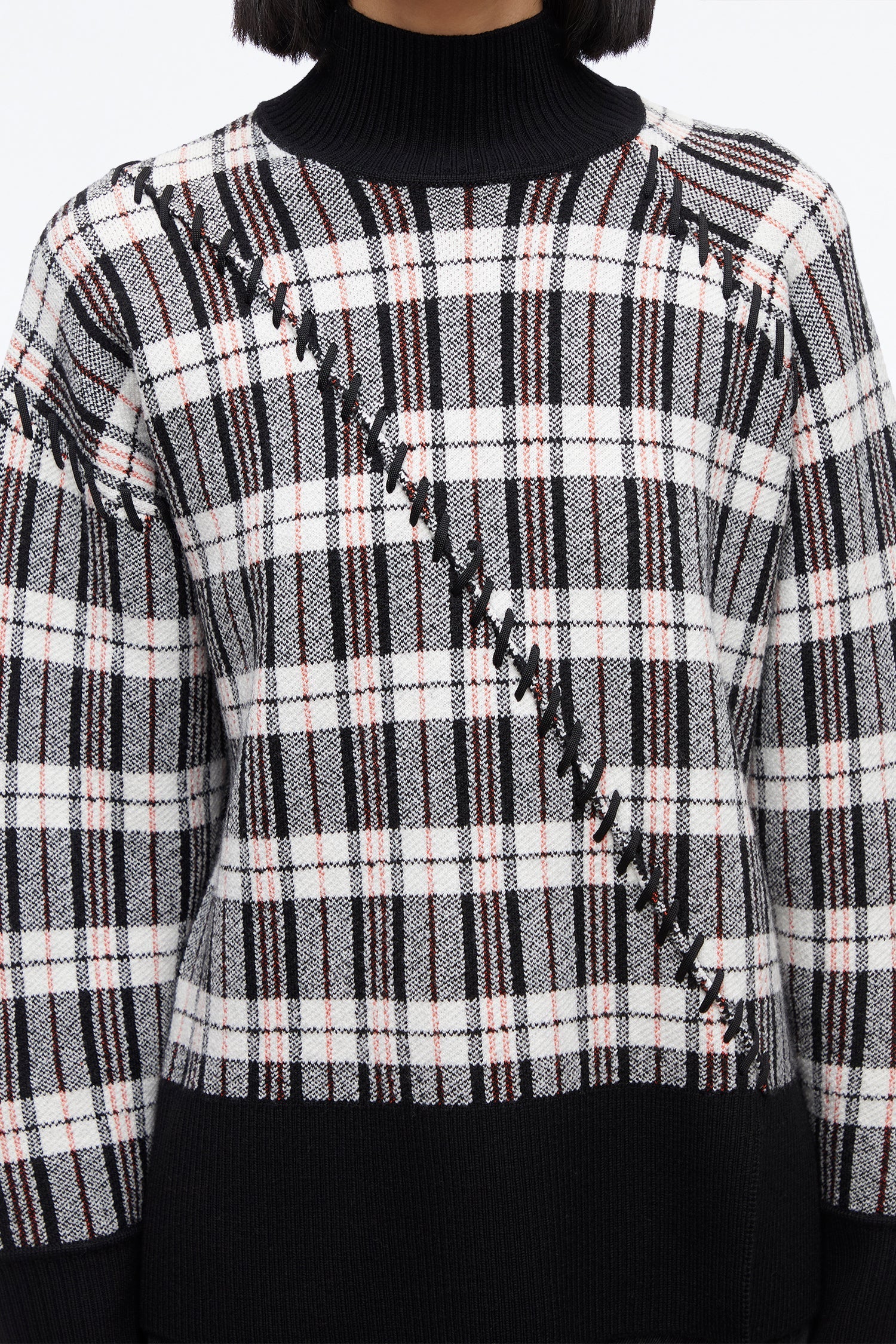 Wool Plaid Jacquard Oversized Sweater - Image 5