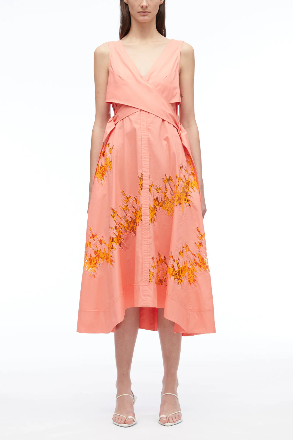 Wrap Front Squiggle Lace Dress